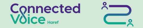 Connected Voice Haref logo next to icon of two people with a wiggly line between them